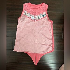 Lucky in Love Retro Deco tie back tank M 10-12 Girls